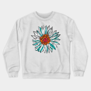 White Teal Orange Red Daisy Flower Crewneck Sweatshirt